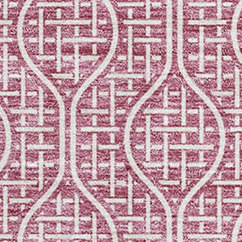 Blush And Ivory Geometric Washable Area Rug With UV Protection Photo 2