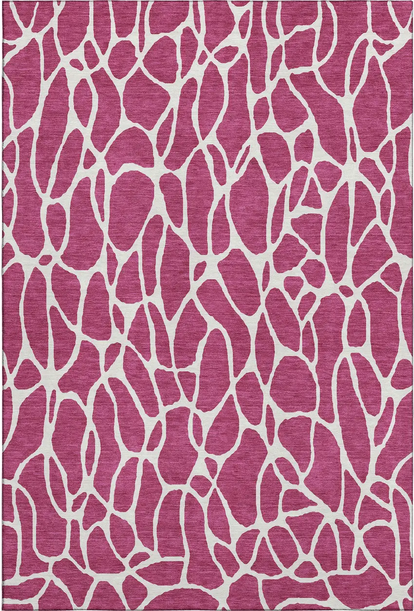 Blush And Ivory Geometric Washable Area Rug With UV Protection Photo 1