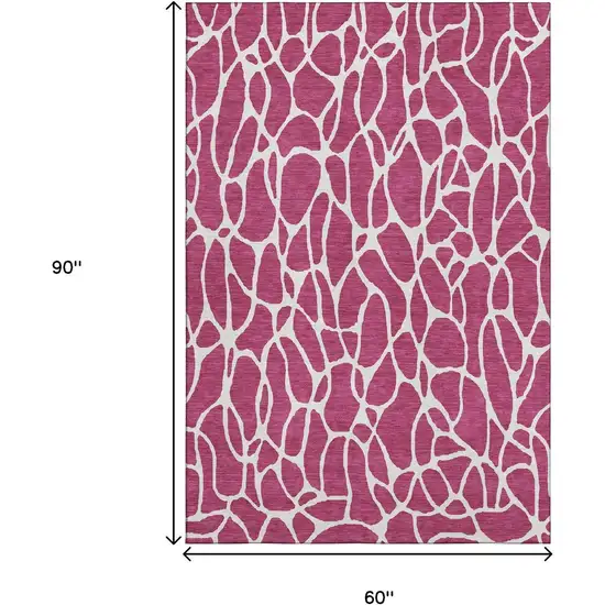 Blush And Ivory Geometric Washable Area Rug With UV Protection Photo 8