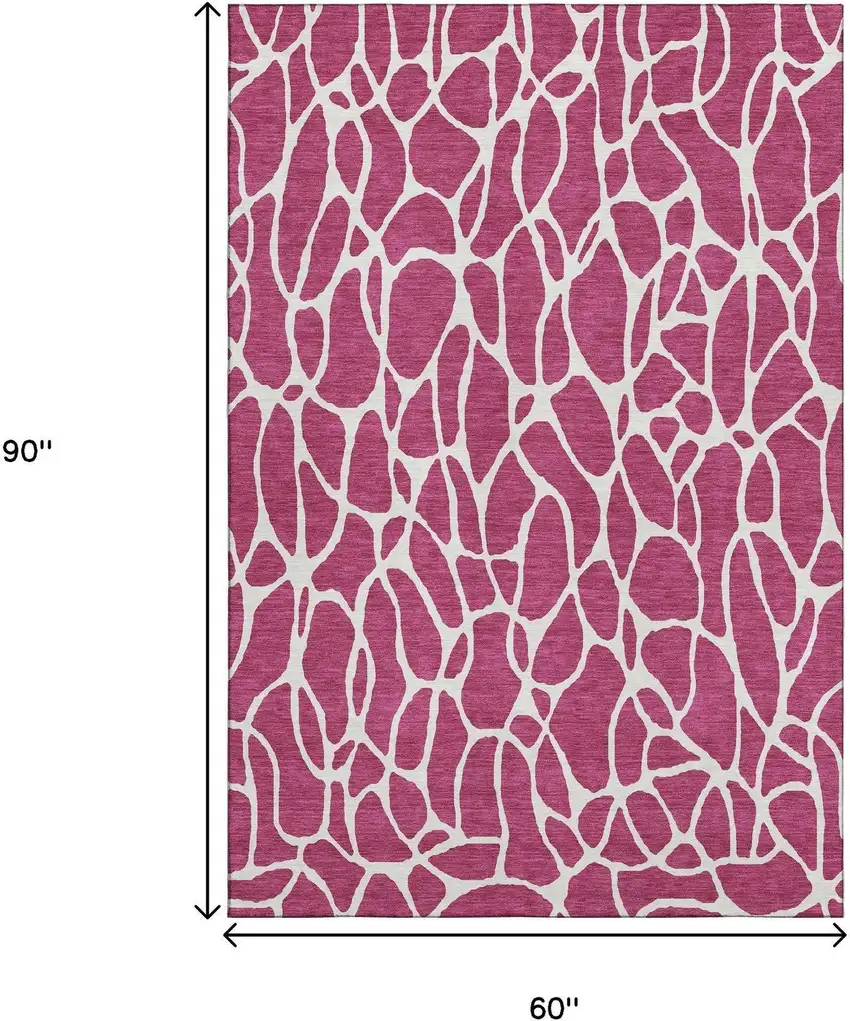 Blush And Ivory Geometric Washable Area Rug With UV Protection Photo 8