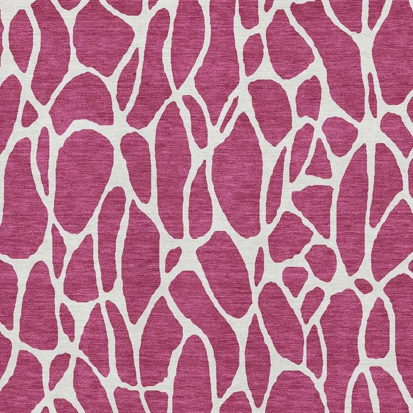 Blush And Ivory Geometric Washable Area Rug With UV Protection Photo 2