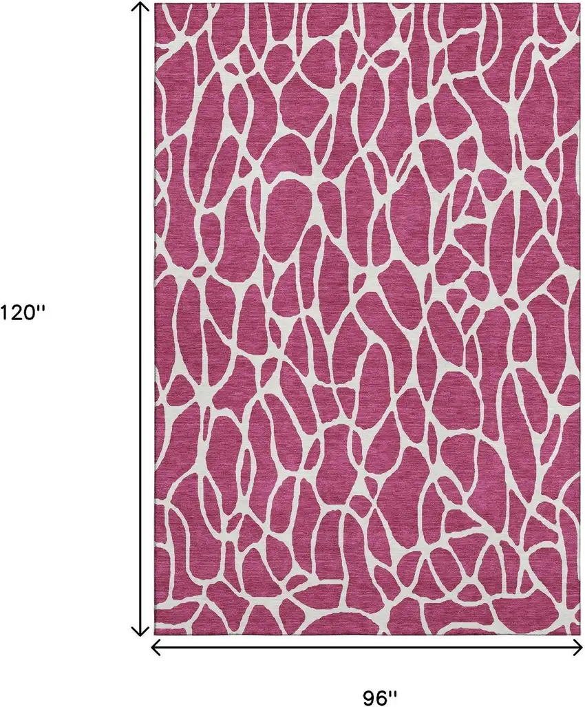 Blush And Ivory Geometric Washable Area Rug With UV Protection Photo 8