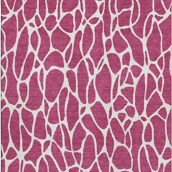 Blush And Ivory Geometric Washable Area Rug With UV Protection Photo 3
