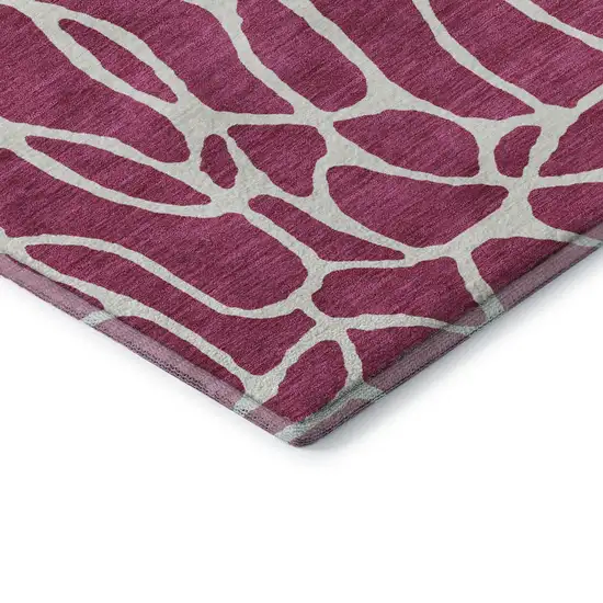Blush And Ivory Geometric Washable Area Rug With UV Protection Photo 7