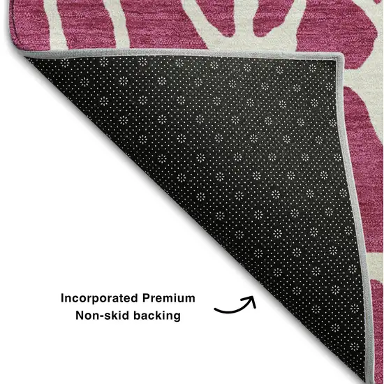 Blush And Ivory Geometric Washable Area Rug With UV Protection Photo 6