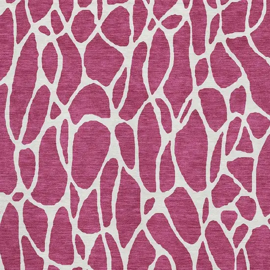 Blush And Ivory Geometric Washable Area Rug With UV Protection Photo 2