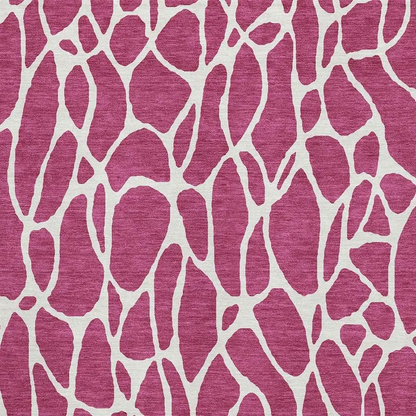 Blush And Ivory Geometric Washable Area Rug With UV Protection Photo 2