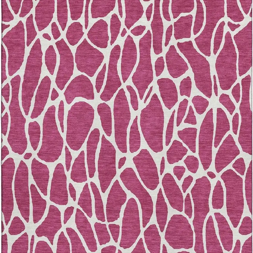 Blush And Ivory Geometric Washable Area Rug With UV Protection Photo 3