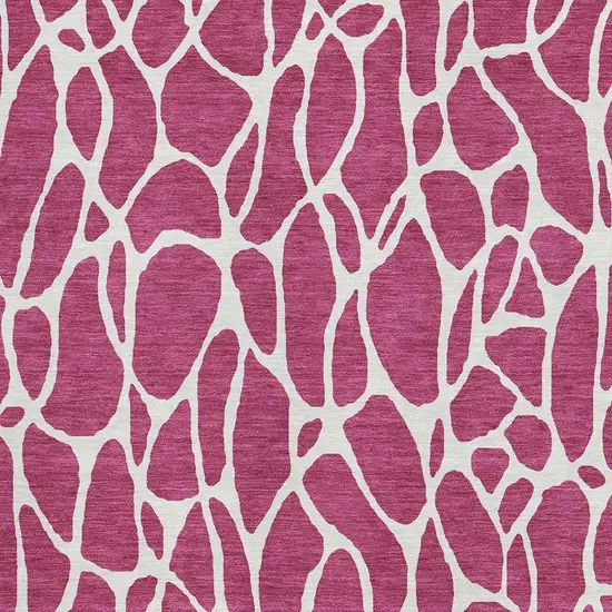 Blush And Ivory Geometric Washable Area Rug With UV Protection Photo 2