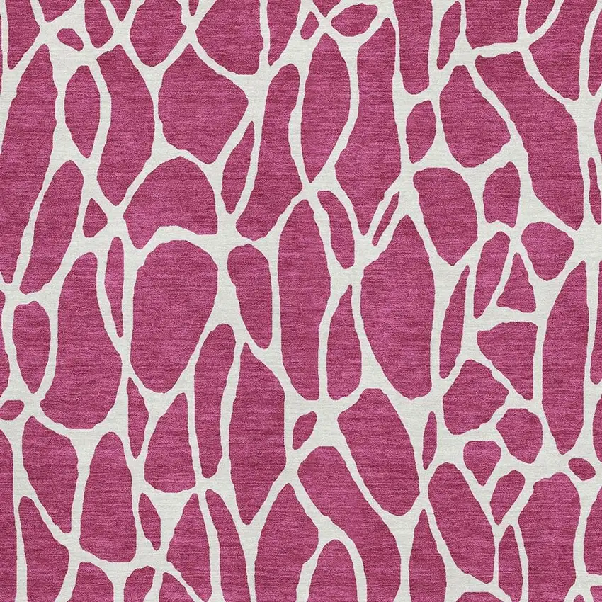 Blush And Ivory Geometric Washable Area Rug With UV Protection Photo 2