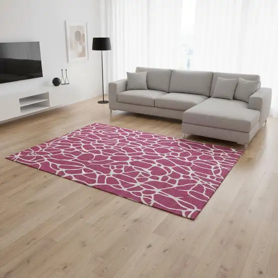 Blush And Ivory Geometric Washable Area Rug With UV Protection Photo 2