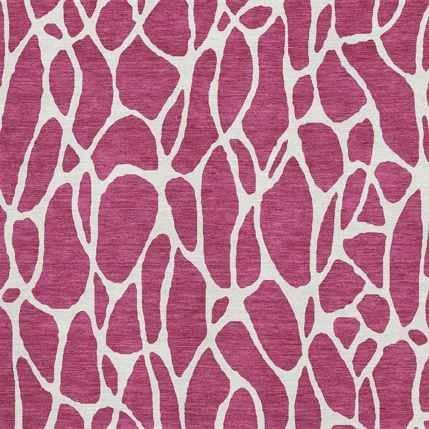 Blush And Ivory Geometric Washable Area Rug With UV Protection Photo 2