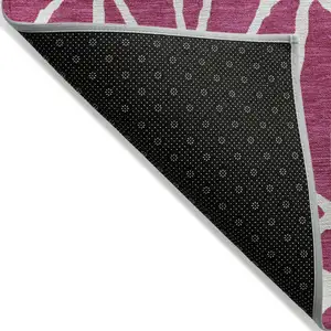 Photo of Blush And Ivory Geometric Washable Indoor Outdoor Area Rug