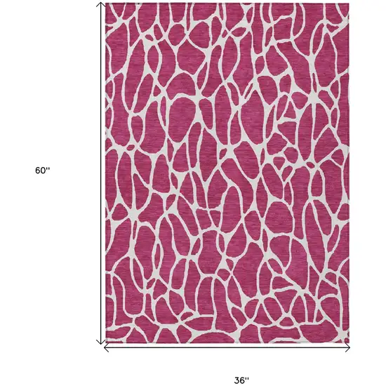 Blush And Ivory Geometric Washable Indoor Outdoor Area Rug Photo 3