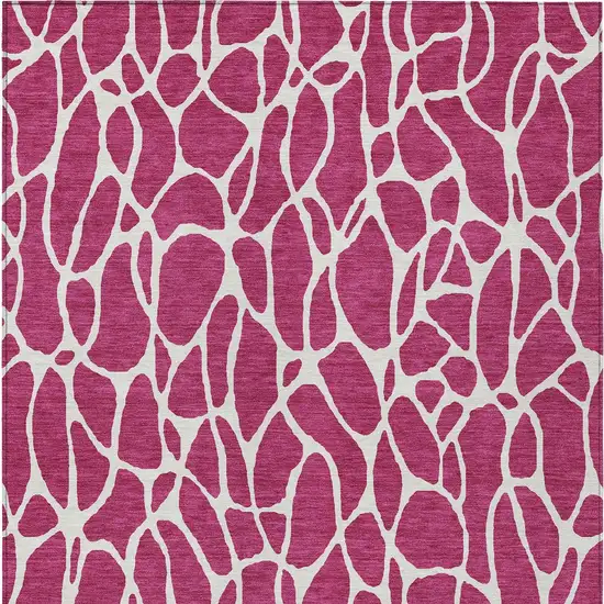 Blush And Ivory Geometric Washable Indoor Outdoor Area Rug Photo 7