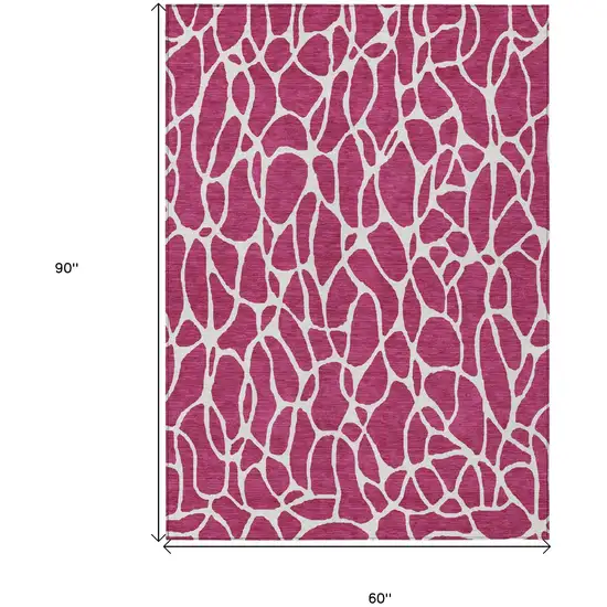 Blush And Ivory Geometric Washable Indoor Outdoor Area Rug Photo 3