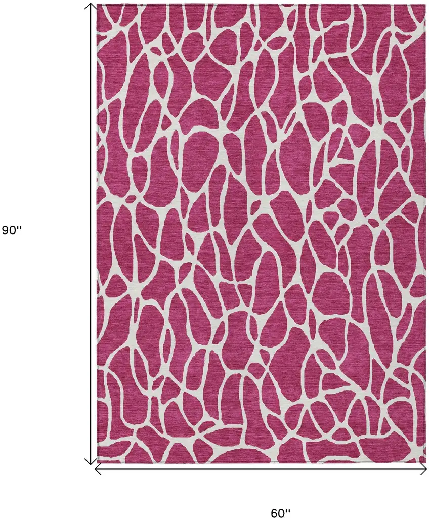 Blush And Ivory Geometric Washable Indoor Outdoor Area Rug Photo 3