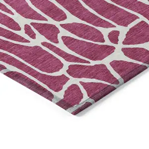 Photo of Blush And Ivory Geometric Washable Indoor Outdoor Area Rug