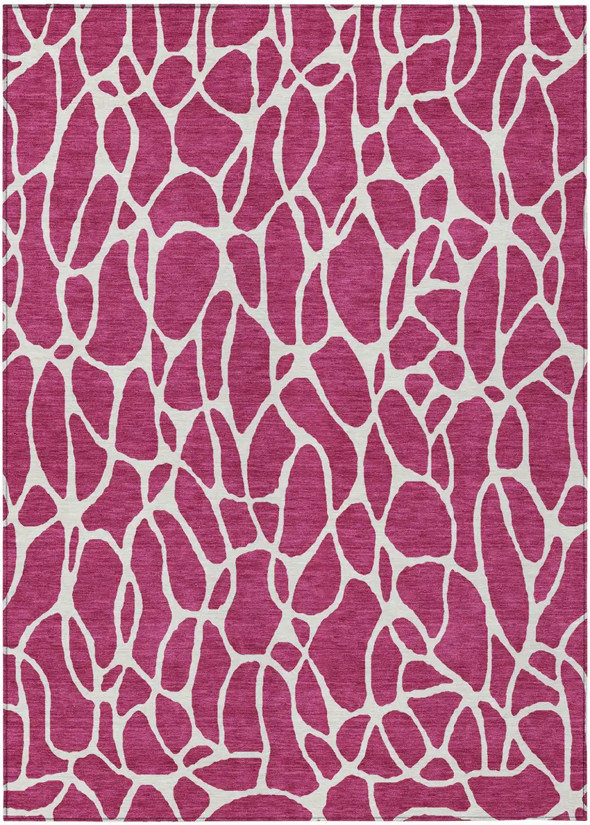 Blush And Ivory Geometric Washable Indoor Outdoor Area Rug Photo 2