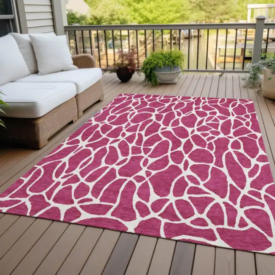 Blush And Ivory Geometric Washable Indoor Outdoor Area Rug Photo 8