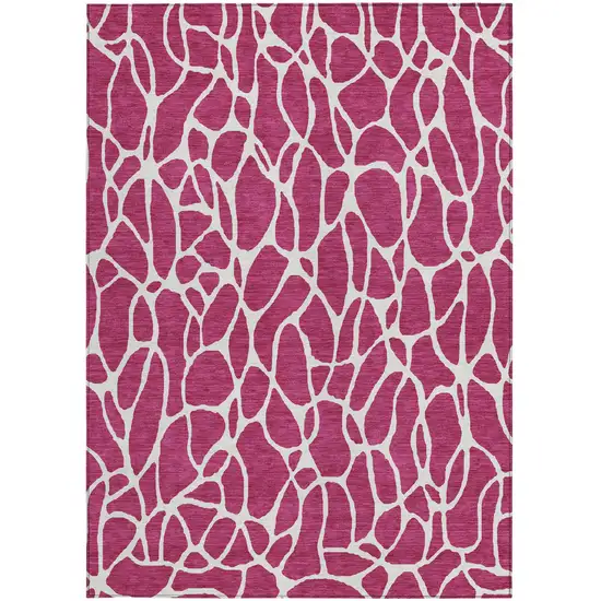 Blush And Ivory Geometric Washable Indoor Outdoor Area Rug Photo 7