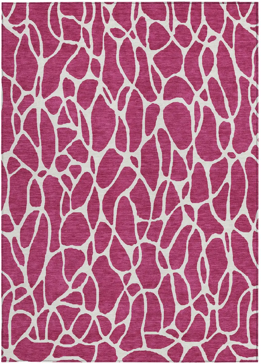 Blush And Ivory Geometric Washable Indoor Outdoor Area Rug Photo 7