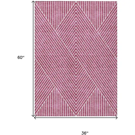 Blush And Ivory Geometric Washable Indoor Outdoor Area Rug Photo 3