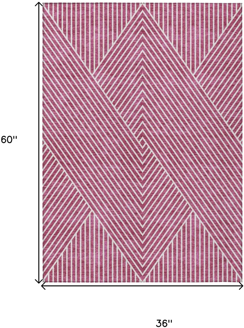 Blush And Ivory Geometric Washable Indoor Outdoor Area Rug Photo 3