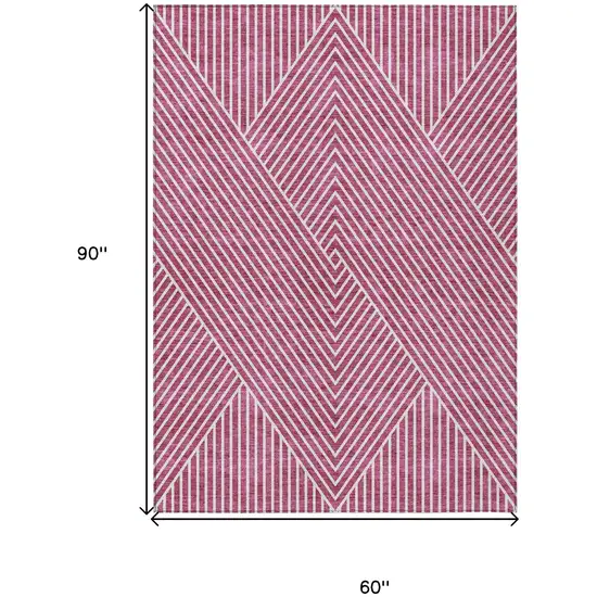 Blush And Ivory Geometric Washable Indoor Outdoor Area Rug Photo 3