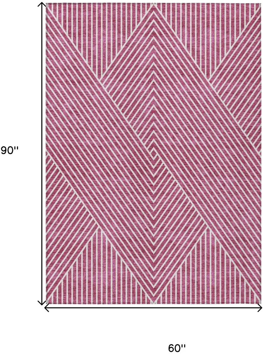 Blush And Ivory Geometric Washable Indoor Outdoor Area Rug Photo 3