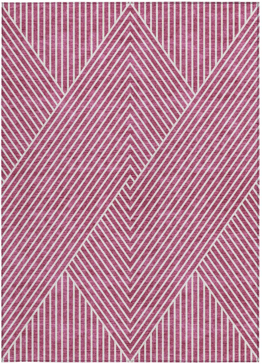 Blush And Ivory Geometric Washable Indoor Outdoor Area Rug Photo 6