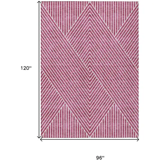 Blush And Ivory Geometric Washable Indoor Outdoor Area Rug Photo 3