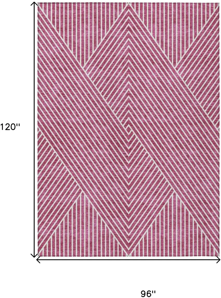 Blush And Ivory Geometric Washable Indoor Outdoor Area Rug Photo 3
