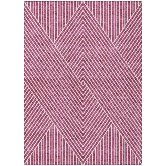 Blush And Ivory Geometric Washable Indoor Outdoor Area Rug Photo 2