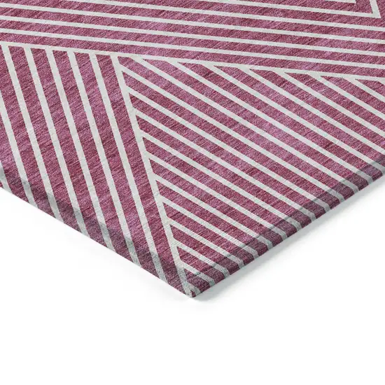 Blush And Ivory Geometric Washable Indoor Outdoor Area Rug Photo 4