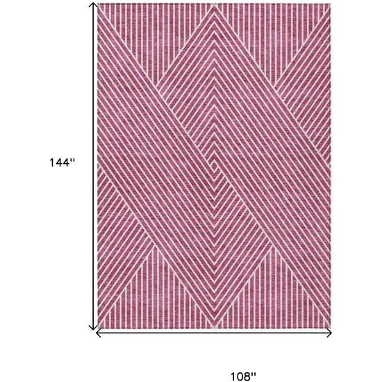 Blush And Ivory Geometric Washable Indoor Outdoor Area Rug Photo 3