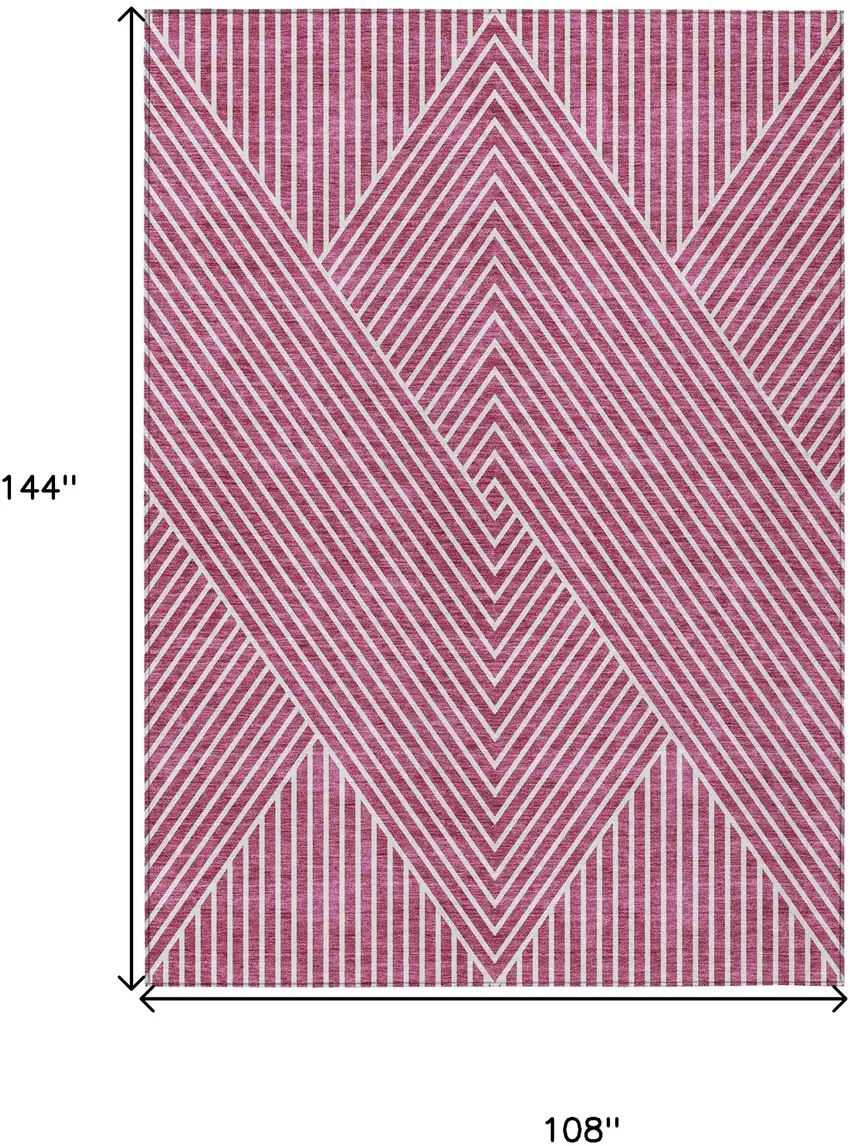 Blush And Ivory Geometric Washable Indoor Outdoor Area Rug Photo 3