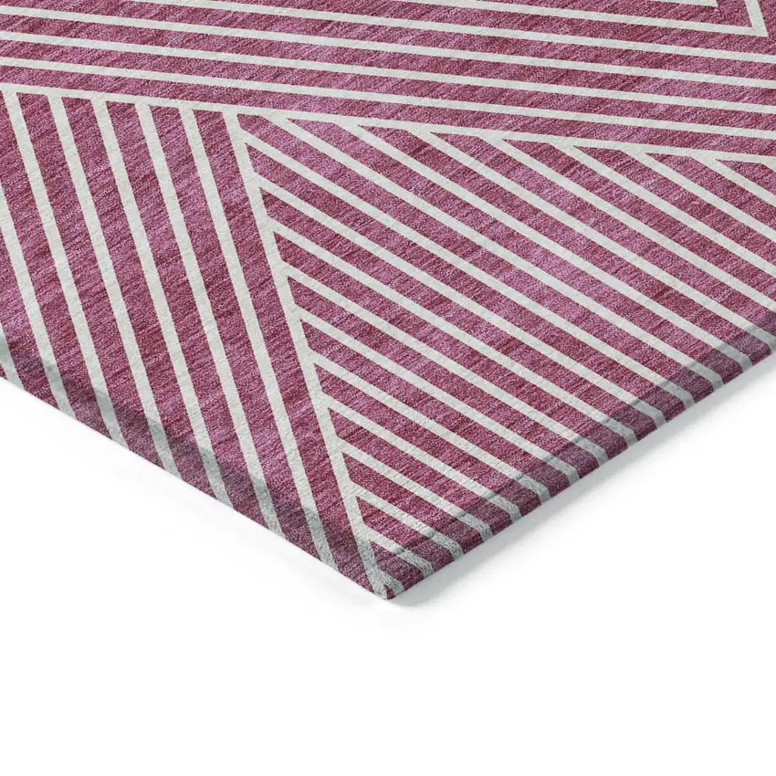 Blush And Ivory Geometric Washable Indoor Outdoor Area Rug Photo 4