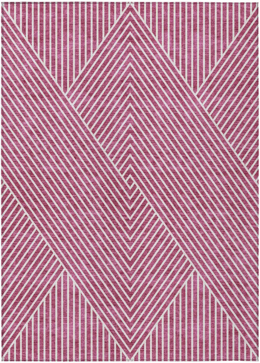 Blush And Ivory Geometric Washable Indoor Outdoor Area Rug Photo 2
