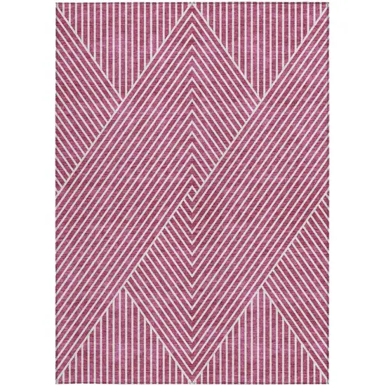 Blush And Ivory Geometric Washable Indoor Outdoor Area Rug Photo 6