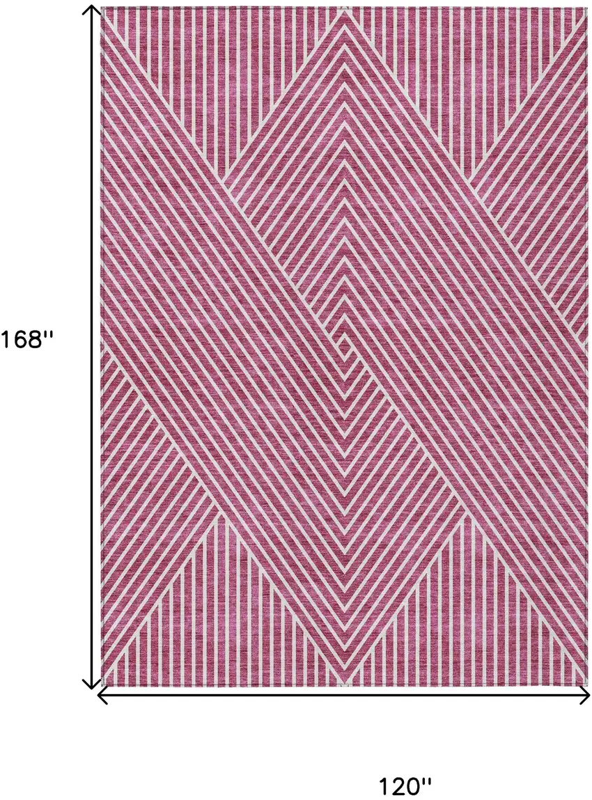 Blush And Ivory Geometric Washable Indoor Outdoor Area Rug Photo 3