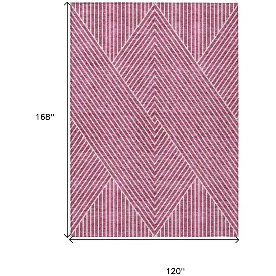 Blush And Ivory Geometric Washable Indoor Outdoor Area Rug Photo 3