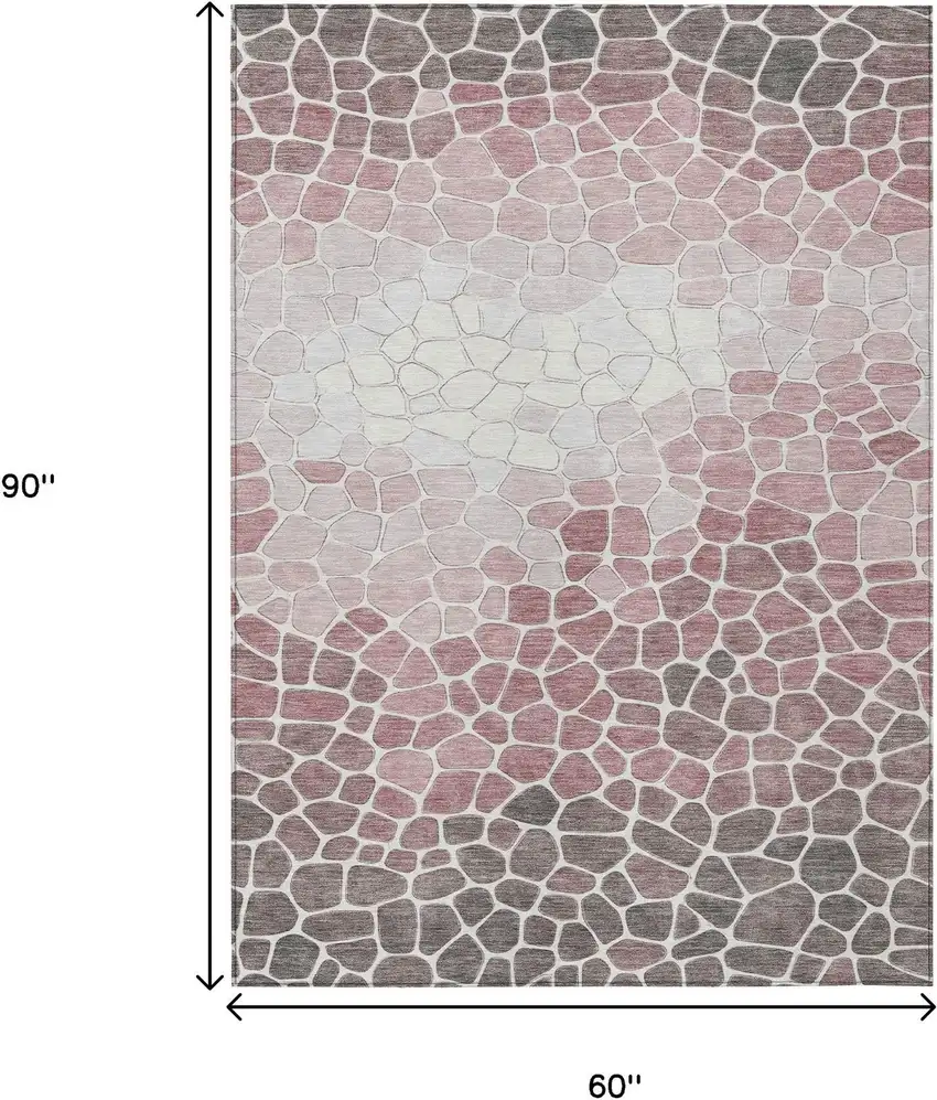 Blush And Ivory Geometric Washable Indoor Outdoor Area Rug Photo 8