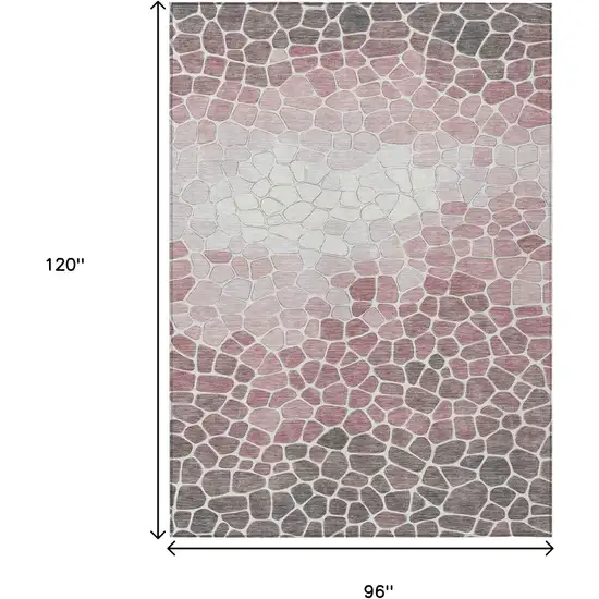 Blush And Ivory Geometric Washable Indoor Outdoor Area Rug Photo 8