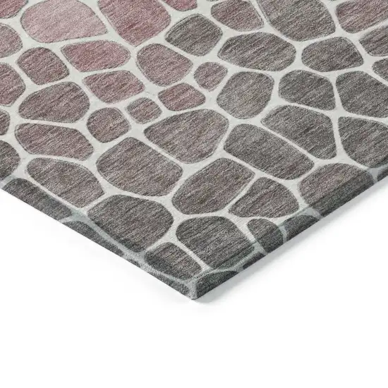 Blush And Ivory Geometric Washable Indoor Outdoor Area Rug Photo 3