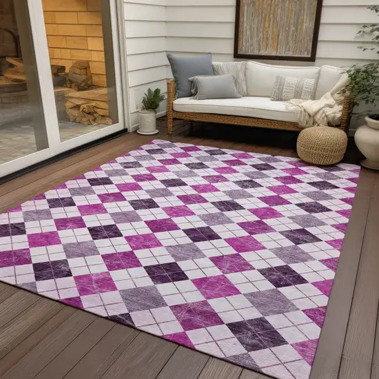 Blush And Ivory Geometric Washable Indoor Outdoor Area Rug Photo 9