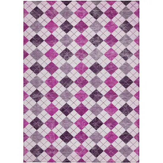 Blush And Ivory Geometric Washable Indoor Outdoor Area Rug Photo 5