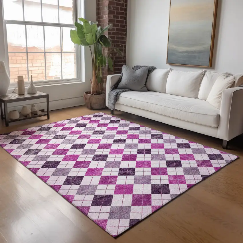 Blush And Ivory Geometric Washable Indoor Outdoor Area Rug Photo 7