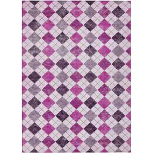 Photo of Blush And Ivory Geometric Washable Indoor Outdoor Area Rug