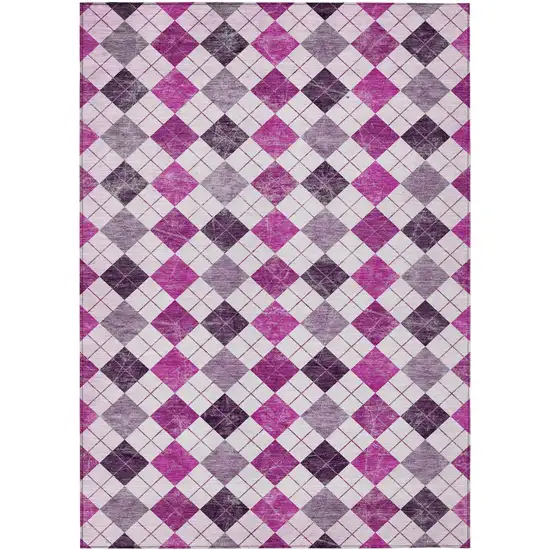 Blush And Ivory Geometric Washable Indoor Outdoor Area Rug Photo 2